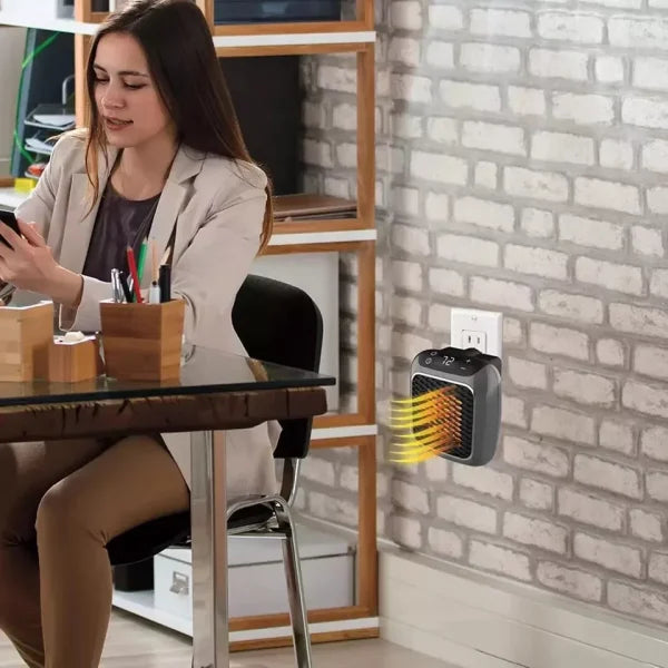 Space Heater – Digital Electric Heater, Wall Outlet Plug, Compact Small Fan Home Warmer