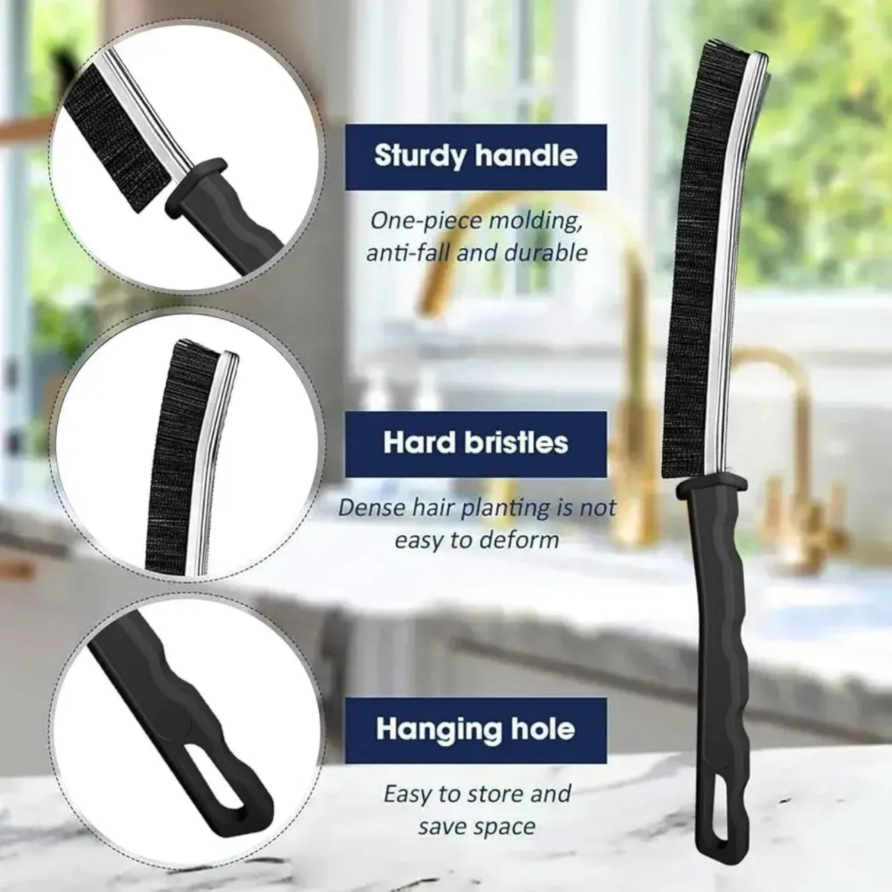 Set of 2 Gap Cleaning Brushes – Hard Bristle Crevice and Grout Cleaning Brush for Bathroom, Kitchen, Tile, and Dead Angles – Durable Narrow Cleaning Tool