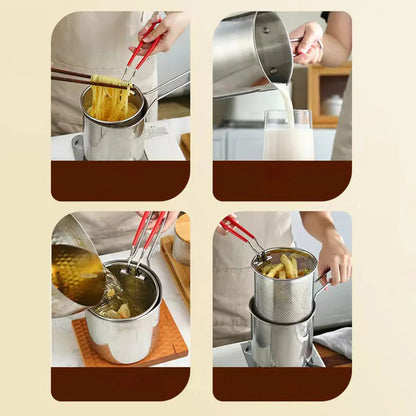 Combo Offer Buy Oil Frying Pot with Basket Get 6pcs Silicon Stretch Lids Free (Save Rs800 Now)