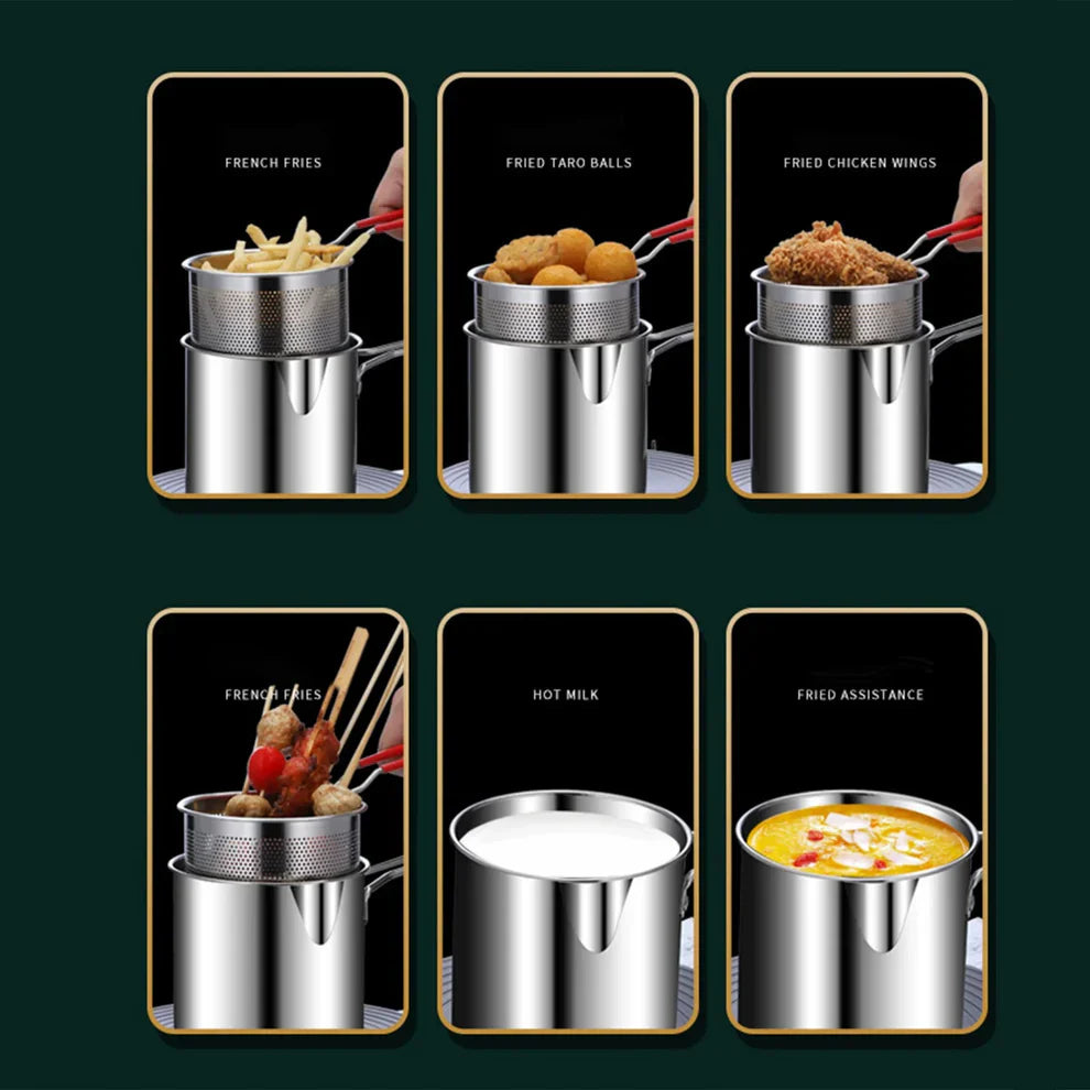 Combo Offer Buy Oil Frying Pot with Basket Get 6pcs Silicon Stretch Lids Free (Save Rs800 Now)